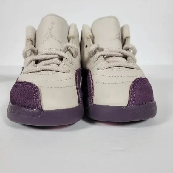 Nike Air Jordan Retro 12 Dessert Sand / Purple Sneakers Kids Size 5C 8196666-001 - Picture 2 of 9